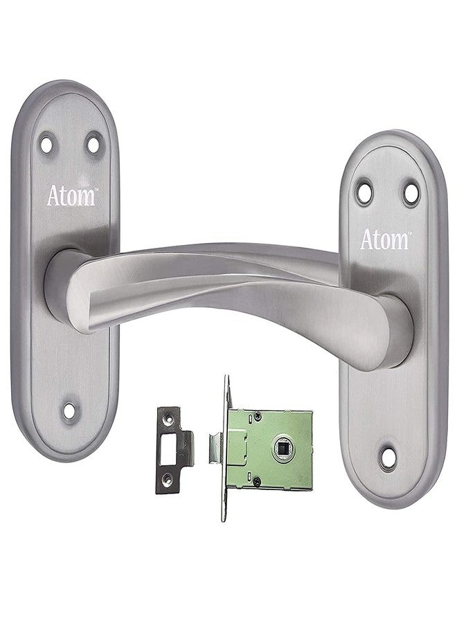 Atom Stainless Steel Bathroom Door Lock | Mortise Door Handle with Baby Latch Lock | Silver Satin Finish | Keyless | Bathroom Lockset for Door | Balcony Toilet Washroom, Innova-Bl - Image 2